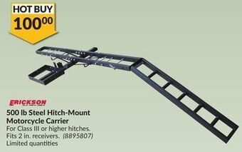 Princess Auto 500 lb steel hitch-mount motorcycle carrier offer
