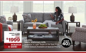 La Z Boy Laurel fabric stationary sofa offer