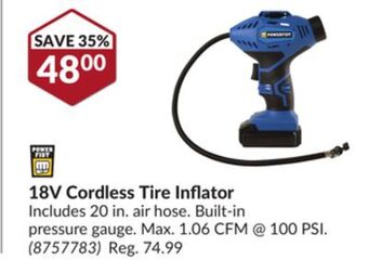 Princess Auto 18v cordless tire inflator offer