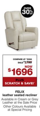 La Z Boy Felix leather seated recliner offer