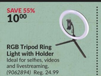 Princess Auto Rgb tripod ring light with holder offer