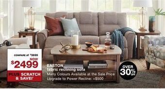 La Z Boy Easton fabric reclining sofa offer