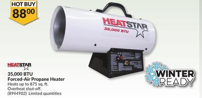 35,000 btu forced-air propane heater offer at Princess Auto