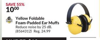 Princess Auto Yellow foldable foam-padded ear muffs offer