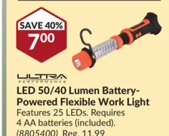 Princess Auto Led 50/40 lumen battery- powered flexible work light offer