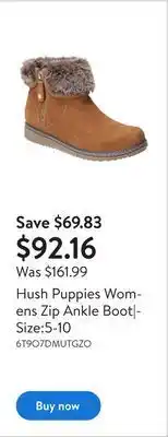 Walmart Hush puppies womens zip ankle boot|size:5-10 offer