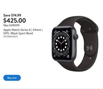 Walmart Apple watch series 6 | 44mm | gps | black sport band offer