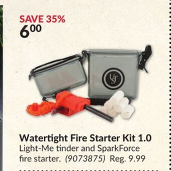 Princess Auto Watertight fire starter kit offer