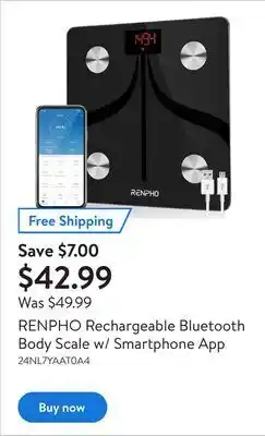 Walmart Renpho rechargeable bluetooth body scale w/ smartphone app offer
