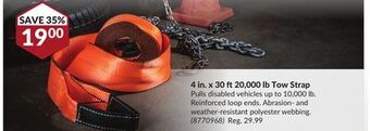 Princess Auto 4 in. x 30 ft 20, 000 lb tow strap offer