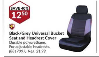 Princess Auto Black/grey universal bucket seat and headrest cover offer
