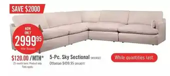 The Brick Sky linen-look fabric 5-piece sectional | ottoman offer