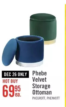 The Brick Phebe velvet storage ottoman - green offer