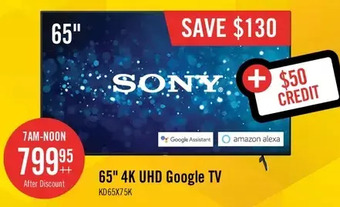 The Brick Sony bravia 65" x75k 4k hdr smart tv - 2y4369 offer