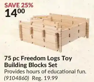 Princess Auto 75 pc freedom logs toys building blocks set offer