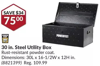 Princess Auto Power fist 30 in. steel utility box offer