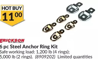 Princess Auto Erickson 6 pc steel anchor ring kit offer