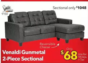 Surplus Furniture Venaldi gunmetal 2-piece sectional offer