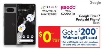 Walmart Google pixel 7 postpaid phone‡ offer