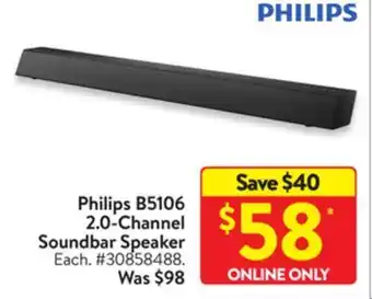 Walmart Philips b5106 2.0 channel soundbar speaker offer