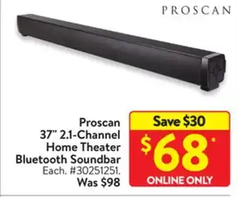 Walmart Proscan 37" 2,1-channel home theater bluetooth soundbar offer
