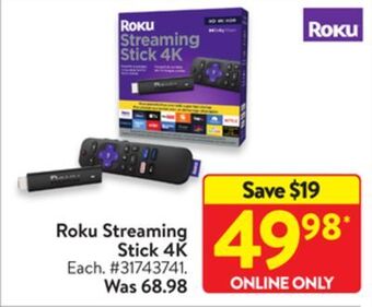 Walmart Roku streaming stick 4k offer