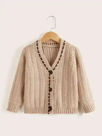 SheIn Toddler girls whipstitch detail cardigan offer