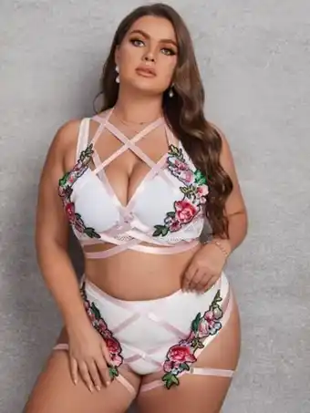 SheIn Plus appliques crisscross harness set without lingerie offer