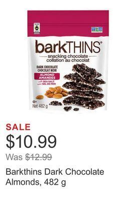 Costco Barkthins dark chocolate almonds, 482 g offer