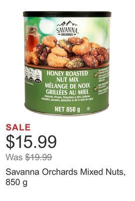 Costco Savanna orchards mixed nuts, 850 g offer