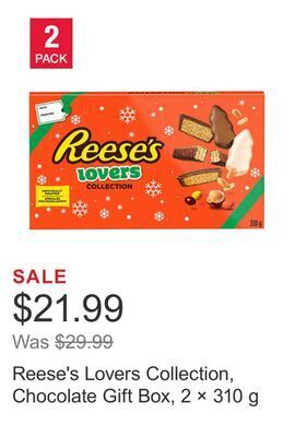 Costco Reese's lovers collection, chocolate gift box, 2 × 310 g offer