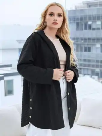 SheIn Shein plus button side quilted hooded coat offer