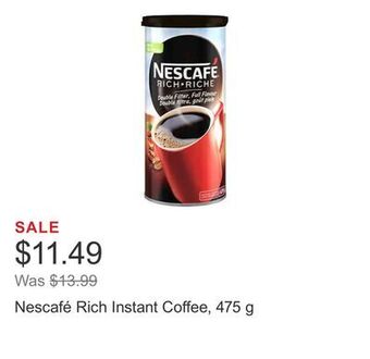 Costco Nescafé rich instant coffee, 475 g offer