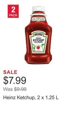 Costco Heinz ketchup, 2 x 1.25 l offer