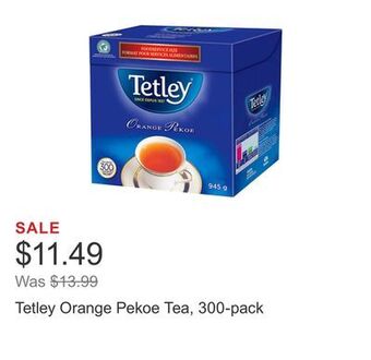 Costco Tetley orange pekoe tea, 300-pack offer