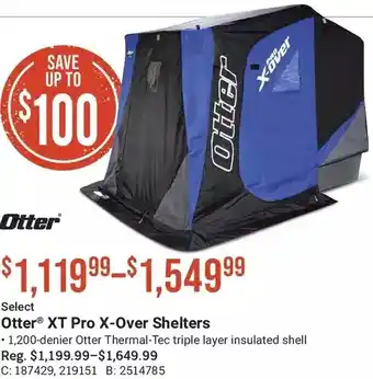 Cabela's Otter xt pro x-over shelters offer