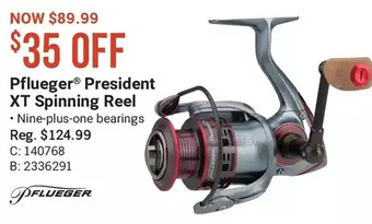 Cabela's Pflueger president xt spinning reel offer