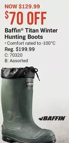 Cabela's Baffin titan winter hunting boots offer