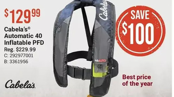 Cabela's Cabela's automatic 40 inflatable pfd offer