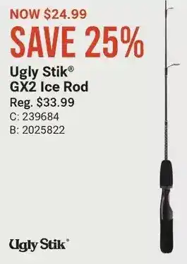 Cabela's Ugly stik gx2 ice rod offer