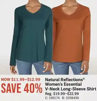 Cabela's Natural reflections women's essential v-neck long-sleeve shirt offer