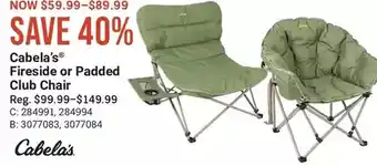Cabela's Cabela's fireside or padded club chair offer