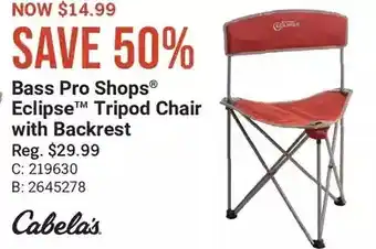 Cabela's Cabela's bass pro shops eclipse tripod chair with backrest offer