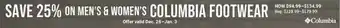 Cabela's Men's & women's columbia footwear offer