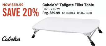 Cabela's Cabela's tailgate fillet table offer