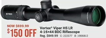 Cabela's Vortex viper hs lr 4-16x44 bdc riflescope offer
