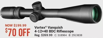 Cabela's Vortex vanquish 4-12x40 bdc riflescope offer