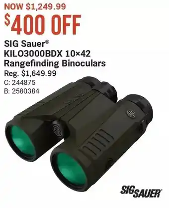 Cabela's Sig sauer kilo3000bdx 10x42 rangefinding binoculars offer