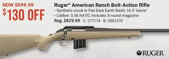 Cabela's Ruger american ranch bolt-action rifle offer