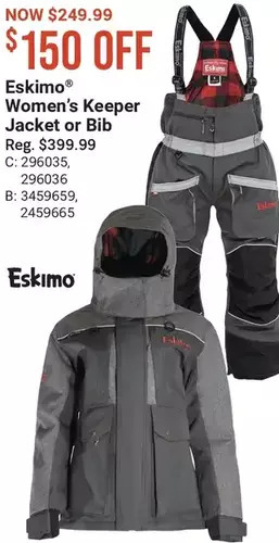 Cabela's Eskimo women's keeper jacket or bib offer